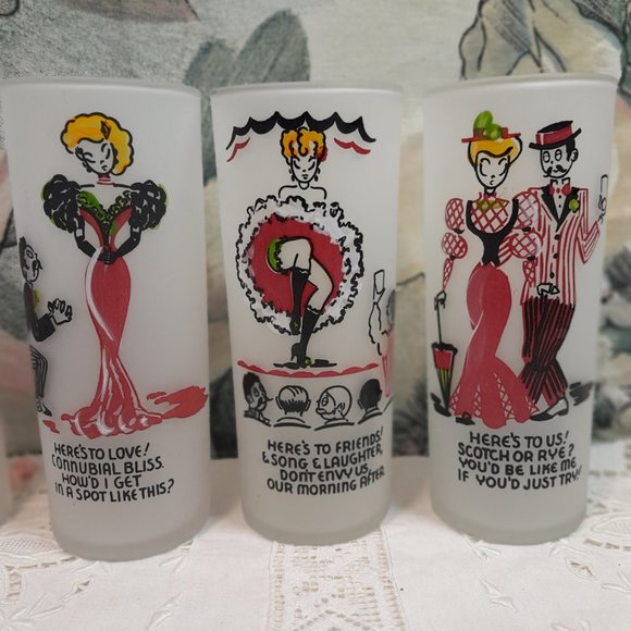 Vintage Federal Glass Frosted Drinking Glasses Set of 5 🌟 - Picture 4 of 6